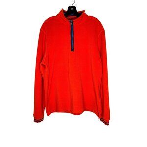 G.H. Bass & Co. Men's Orange Fleece 1/4 Zip Pullover Sweater Size L